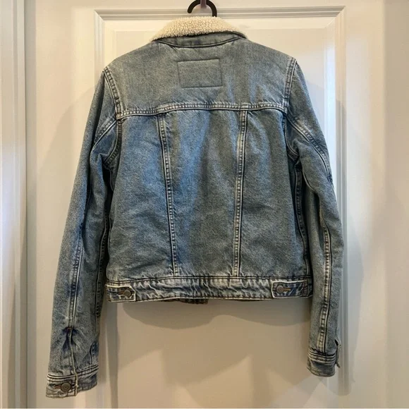 Aeropostale Blue Denim Jacket with Cream Sherpa Lining excellent - Picture 4 of 8